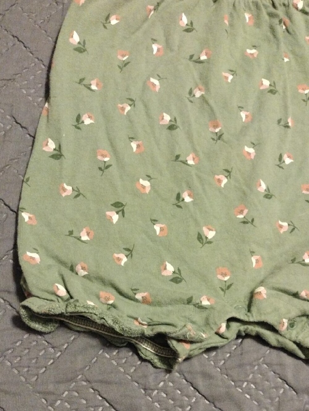 Carter's Olive Green Floral Sleeveless Baby Romper - Picture 5 of 7